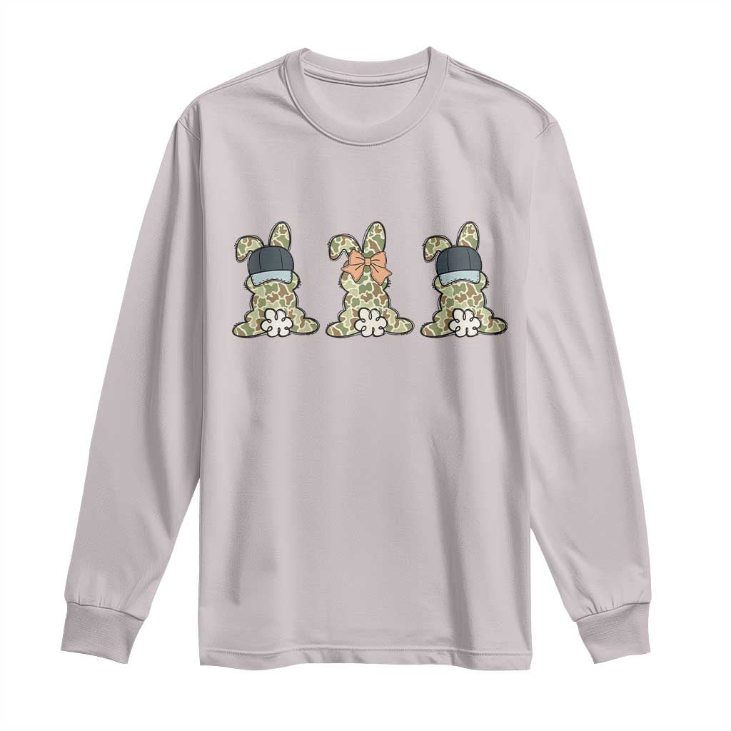 Camo Easter Bunny Long Sleeve Shirt Funny Hunter Easter Gift TS12 Ice Gray Print Your Wear