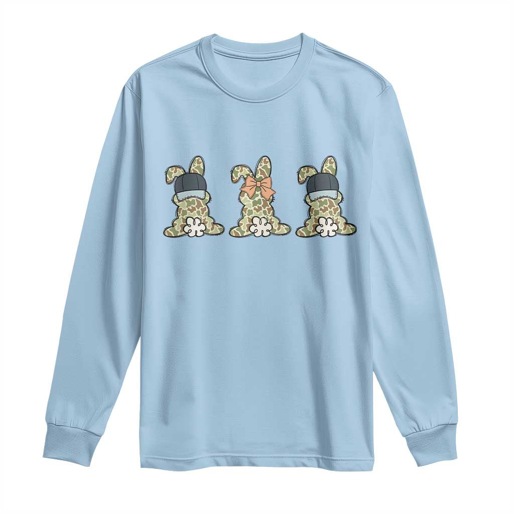 Camo Easter Bunny Long Sleeve Shirt Funny Hunter Easter Gift TS12 Light Blue Print Your Wear
