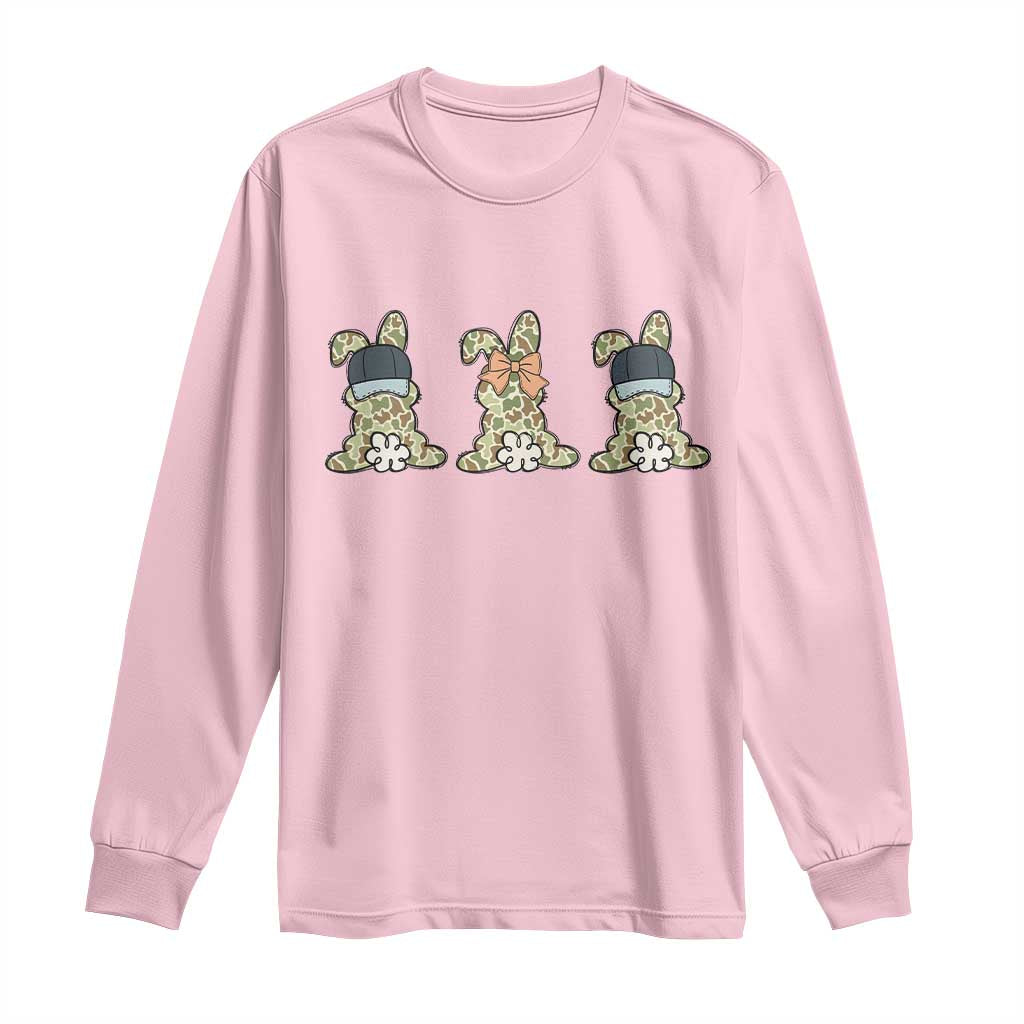 Camo Easter Bunny Long Sleeve Shirt Funny Hunter Easter Gift TS12 Light Pink Print Your Wear