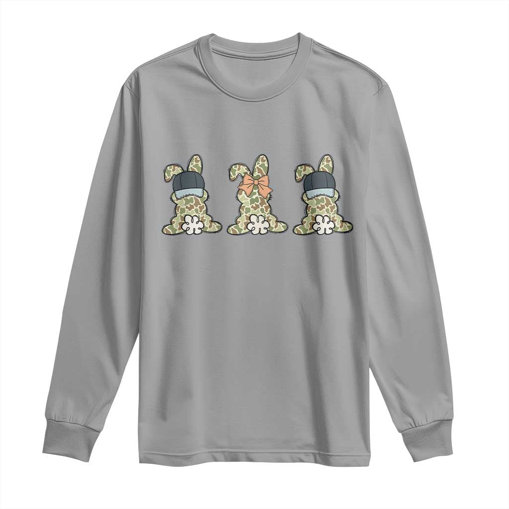 Camo Easter Bunny Long Sleeve Shirt Funny Hunter Easter Gift TS12 Sport Gray Print Your Wear