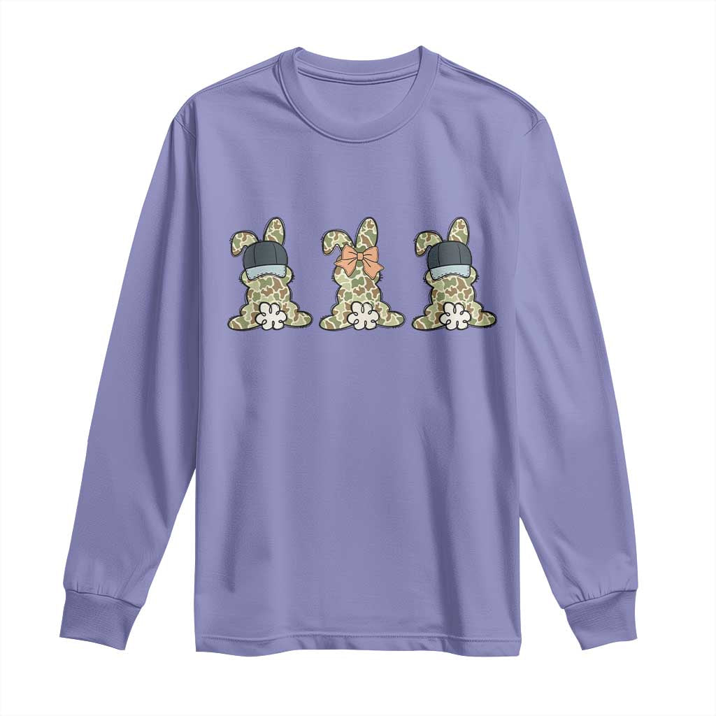 Camo Easter Bunny Long Sleeve Shirt Funny Hunter Easter Gift TS12 Violet Print Your Wear