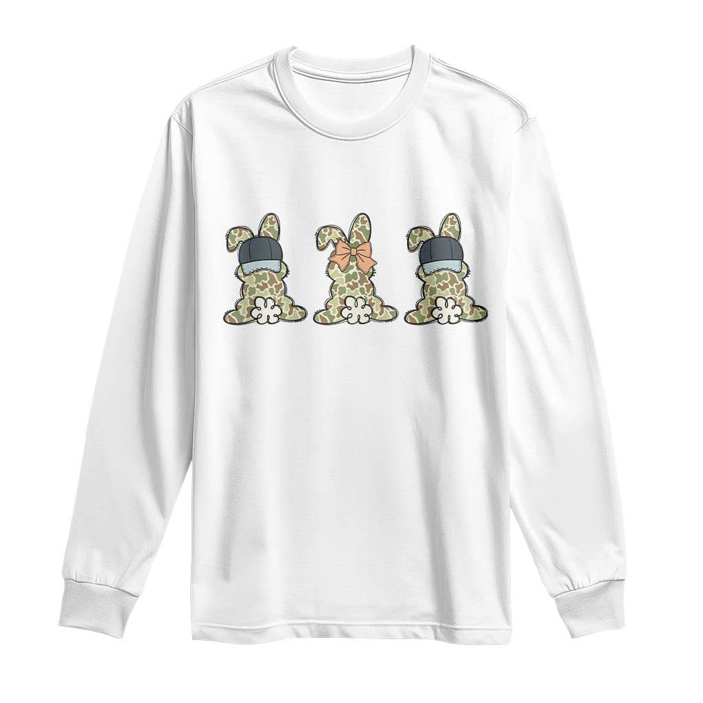 Camo Easter Bunny Long Sleeve Shirt Funny Hunter Easter Gift TS12 White Print Your Wear