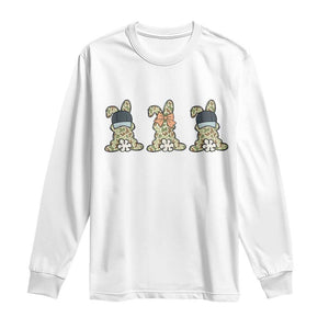 Camo Easter Bunny Long Sleeve Shirt Funny Hunter Easter Gift TS12 White Print Your Wear