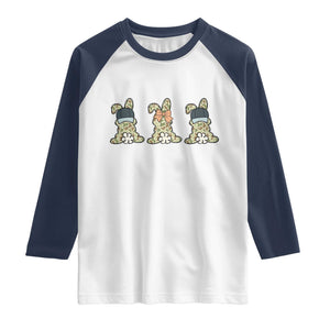 Camo Easter Bunny Raglan Shirt Funny Hunter Easter Gift TS12 White Navy Print Your Wear