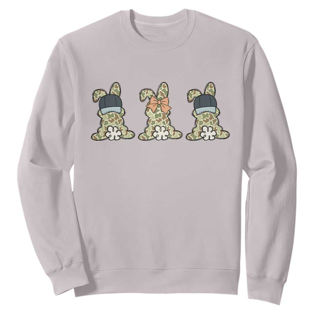 Camo Easter Bunny Sweatshirt Funny Hunter Easter Gift TS12 Ice Gray Print Your Wear