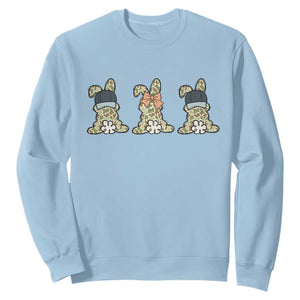 Camo Easter Bunny Sweatshirt Funny Hunter Easter Gift TS12 Light Blue Print Your Wear