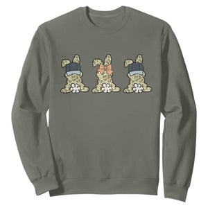 Camo Easter Bunny Sweatshirt Funny Hunter Easter Gift TS12 Military Green Print Your Wear