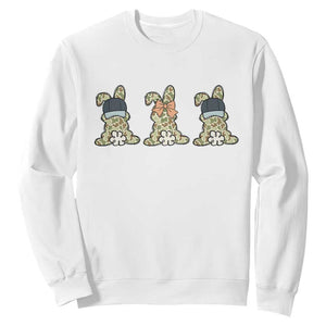 Camo Easter Bunny Sweatshirt Funny Hunter Easter Gift TS12 White Print Your Wear