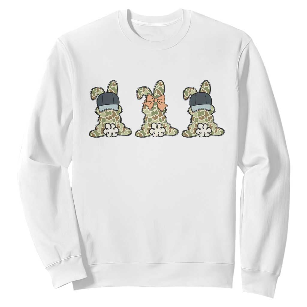 Camo Easter Bunny Sweatshirt Funny Hunter Easter Gift TS12 White Print Your Wear
