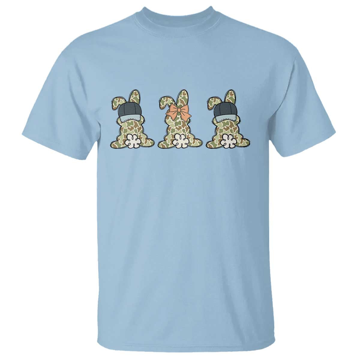 Camo Easter Bunny T Shirt Funny Hunter Easter Gift TS12 Light Blue Print Your Wear