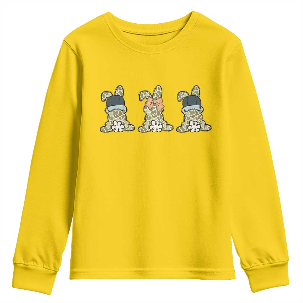 Camo Easter Bunny Youth Sweatshirt Funny Hunter Easter Gift TS12 Daisy Print Your Wear