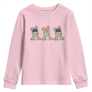 Camo Easter Bunny Youth Sweatshirt Funny Hunter Easter Gift TS12 Light Pink Print Your Wear