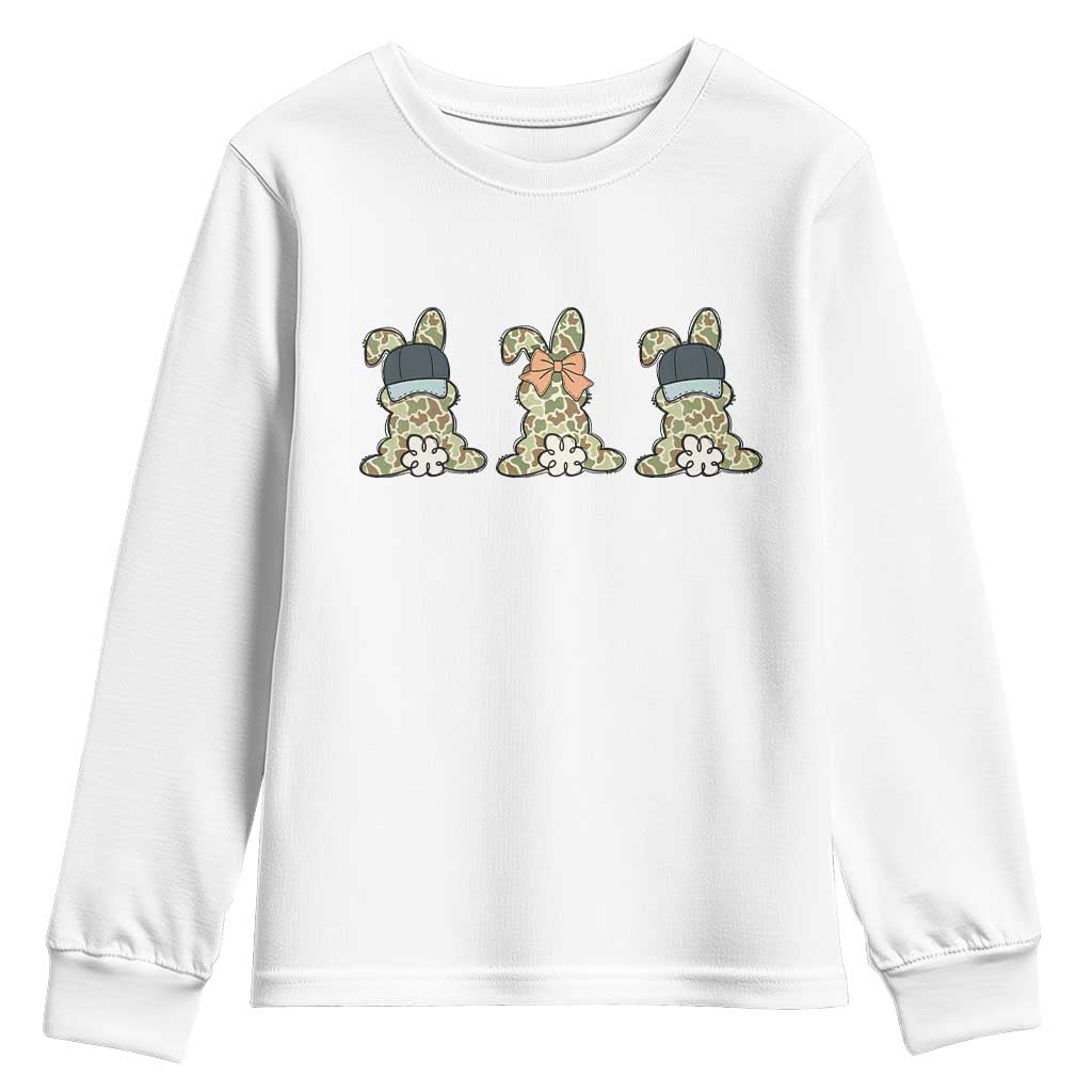 Camo Easter Bunny Youth Sweatshirt Funny Hunter Easter Gift TS12 White Print Your Wear