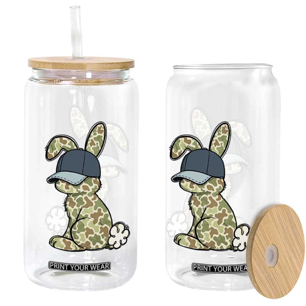 Camouflage Bunny Glass Can Funny Hunter Easter Gift TS12 Print Your Wear