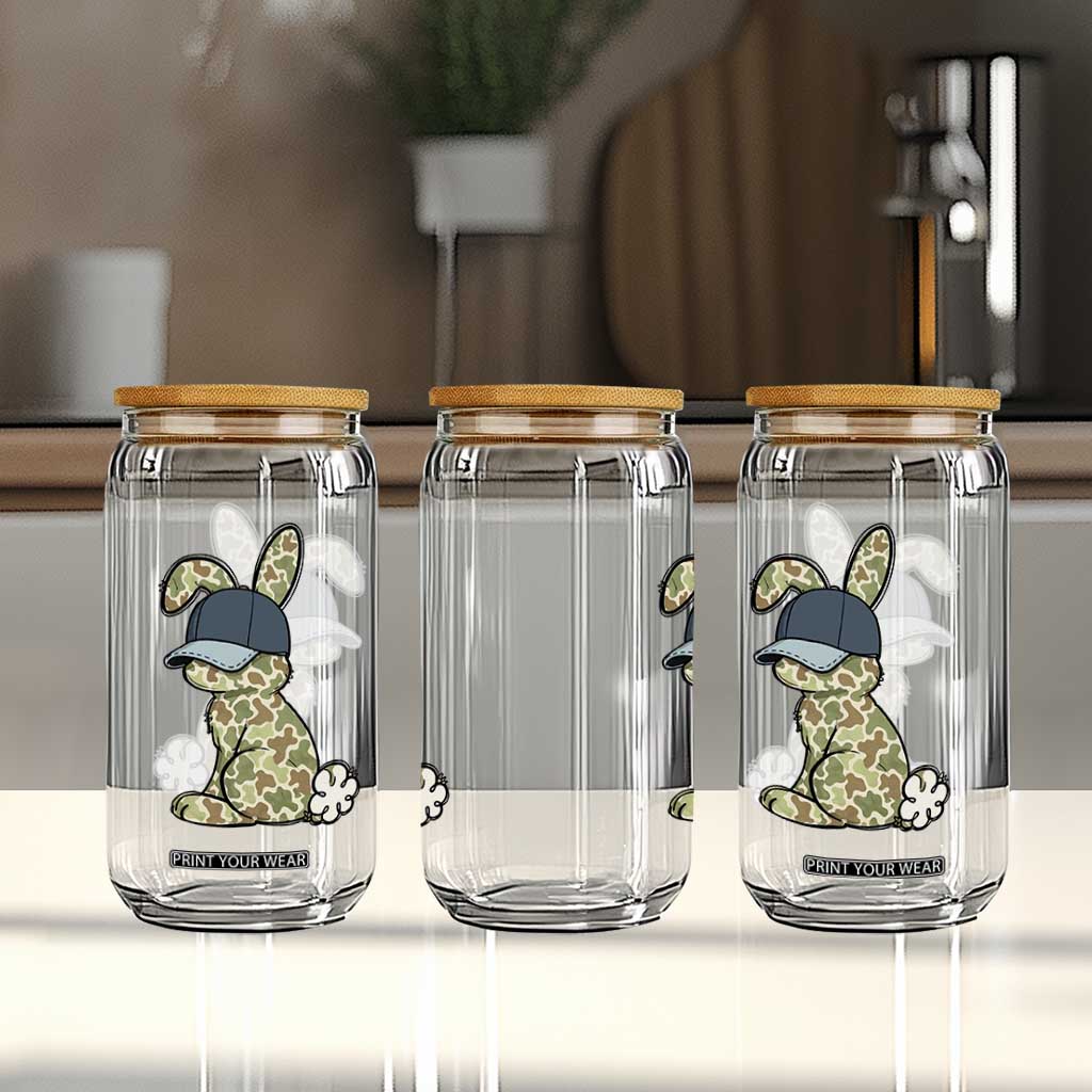 Camouflage Bunny Glass Can Funny Hunter Easter Gift TS12 Print Your Wear