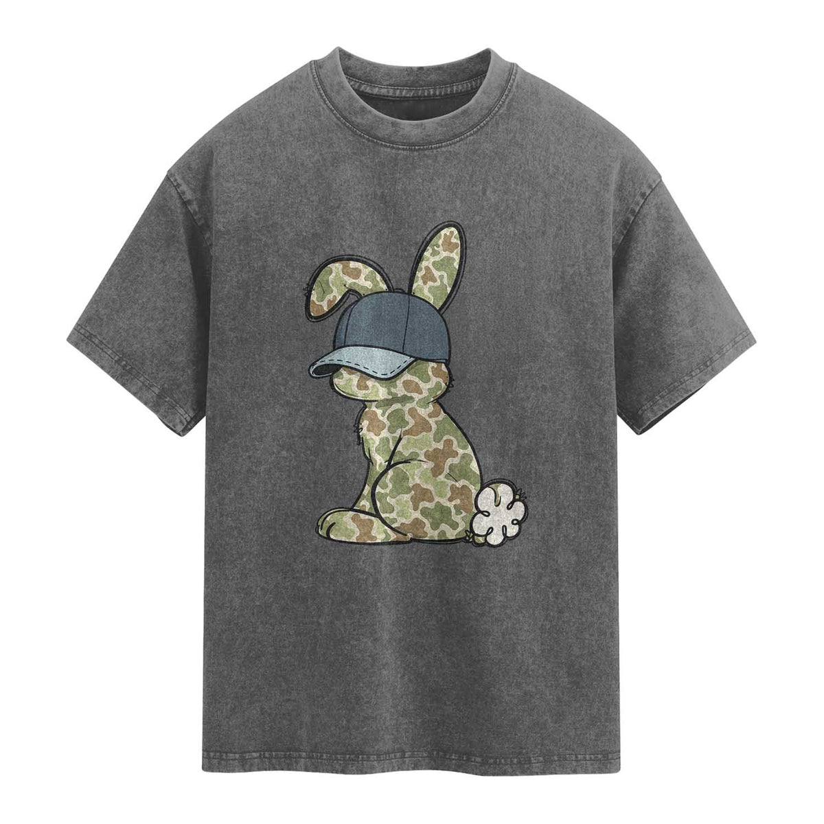 Camouflage Bunny Washed Cotton T-Shirt Funny Hunter Easter Gift