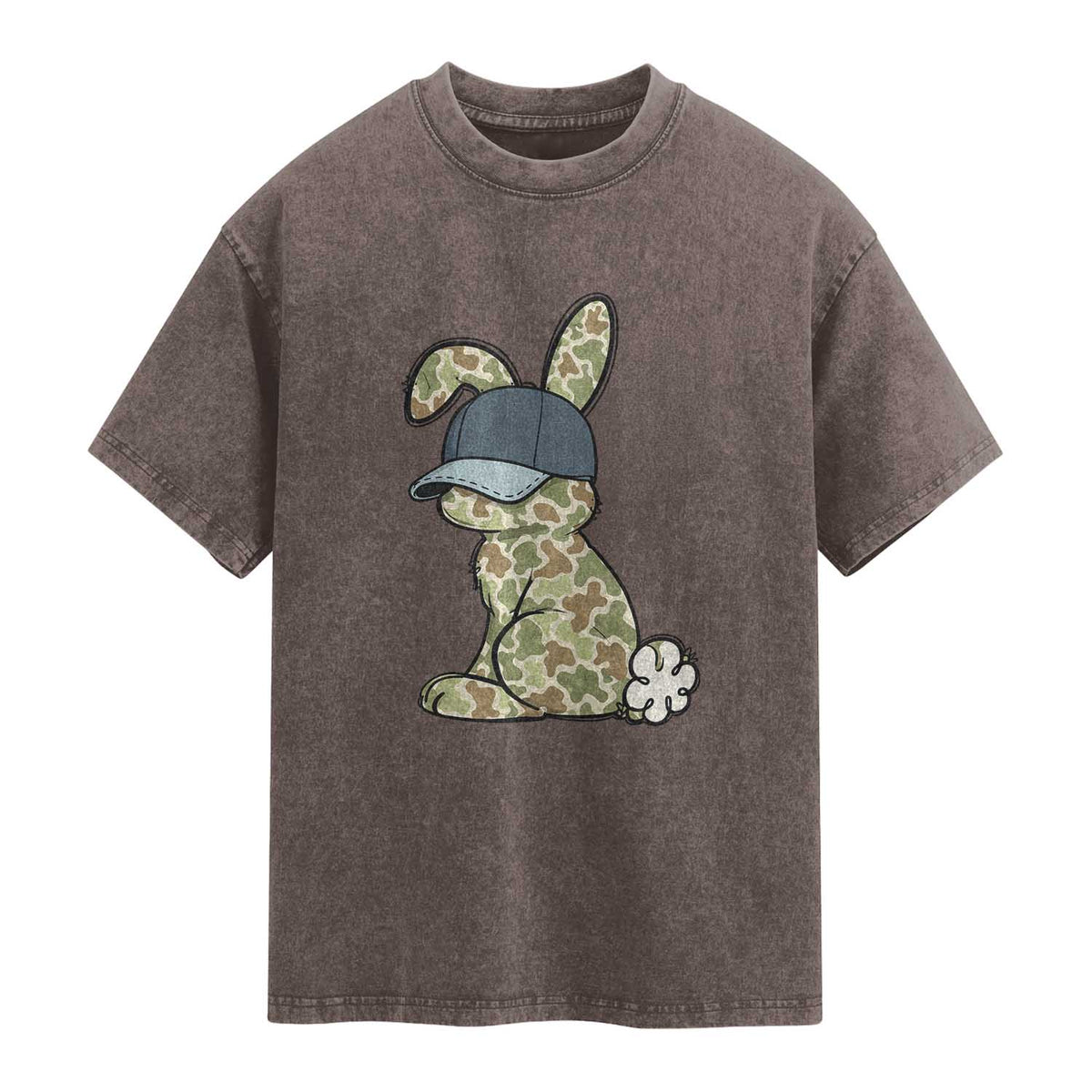 Camouflage Bunny Washed Cotton T-Shirt Funny Hunter Easter Gift