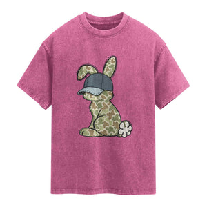 Camouflage Bunny Washed Cotton T-Shirt Funny Hunter Easter Gift