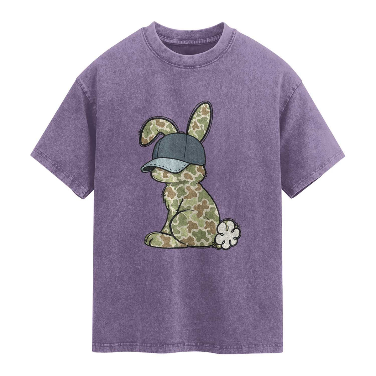 Camouflage Bunny Washed Cotton T-Shirt Funny Hunter Easter Gift