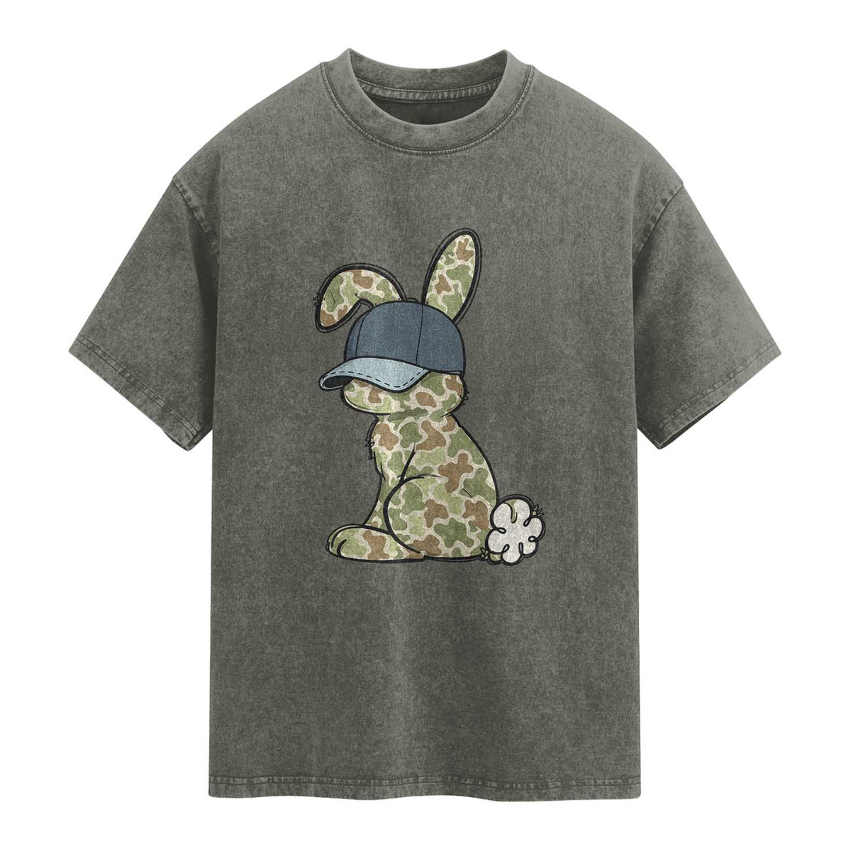 Camouflage Bunny Washed Cotton T-Shirt Funny Hunter Easter Gift