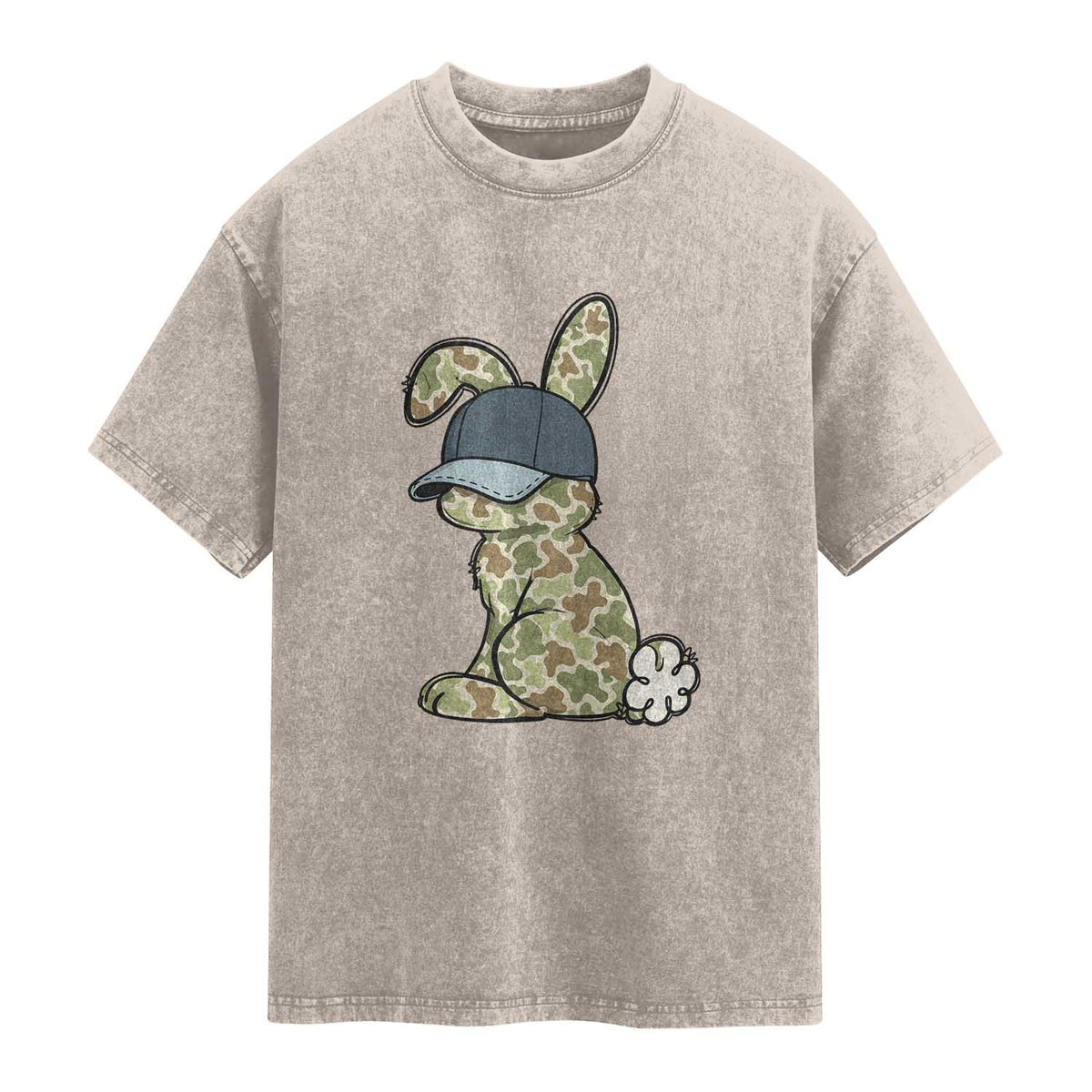 Camouflage Bunny Washed Cotton T-Shirt Funny Hunter Easter Gift