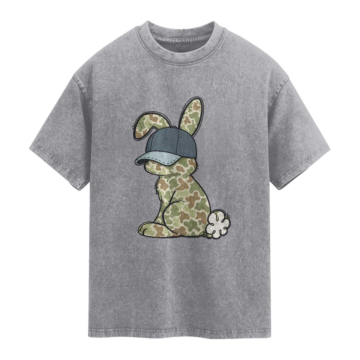 Camouflage Bunny Washed Cotton T-Shirt Funny Hunter Easter Gift