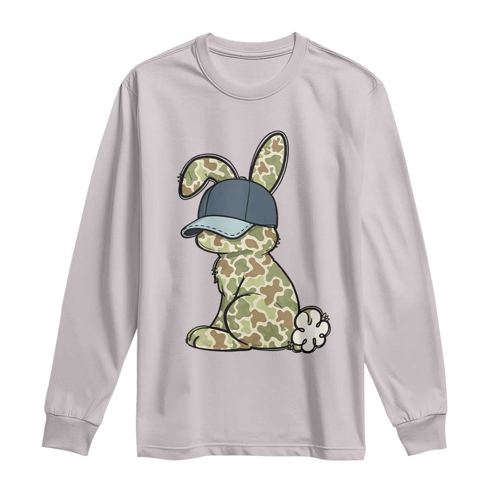 Camouflage Bunny Long Sleeve Shirt Funny Hunter Easter Gift TS12 Ice Gray Print Your Wear