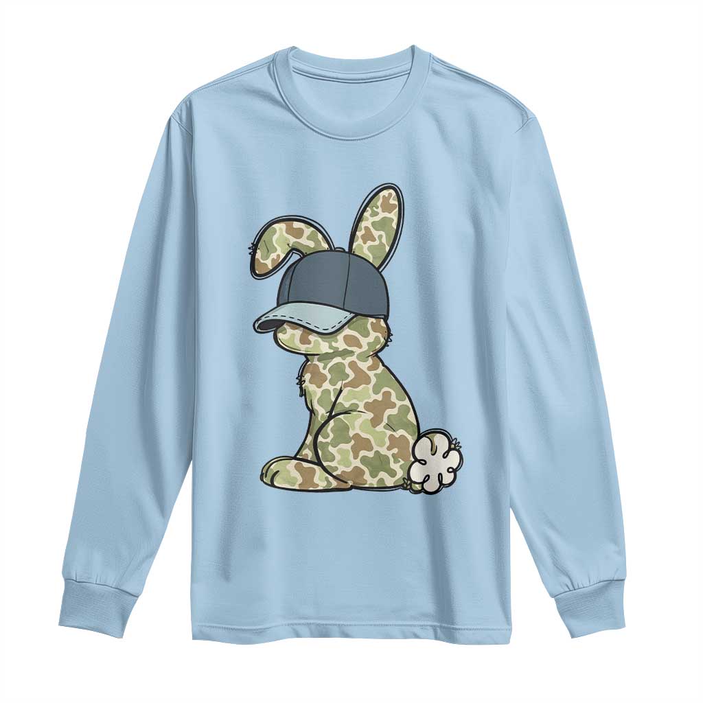 Camouflage Bunny Long Sleeve Shirt Funny Hunter Easter Gift TS12 Light Blue Print Your Wear