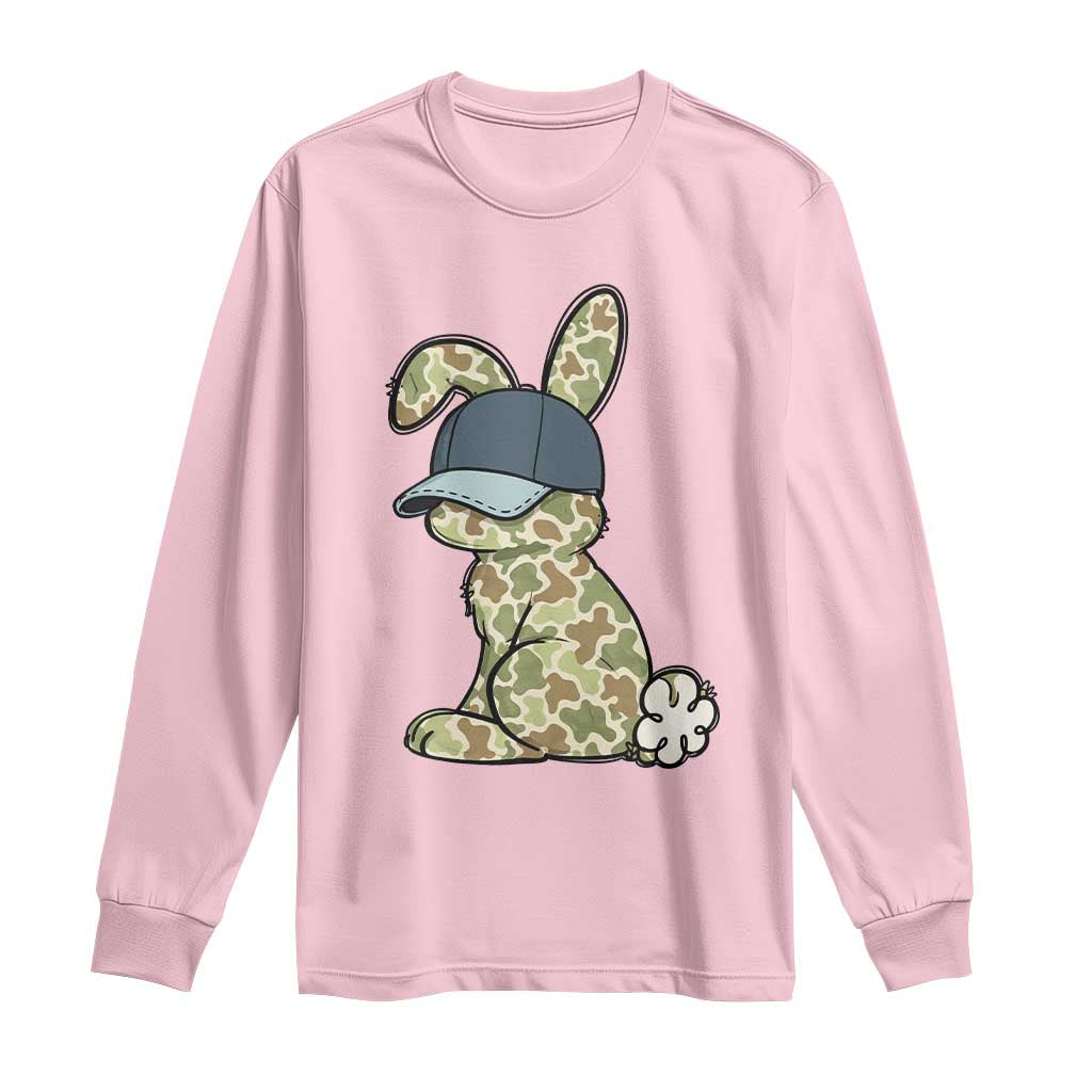 Camouflage Bunny Long Sleeve Shirt Funny Hunter Easter Gift TS12 Light Pink Print Your Wear