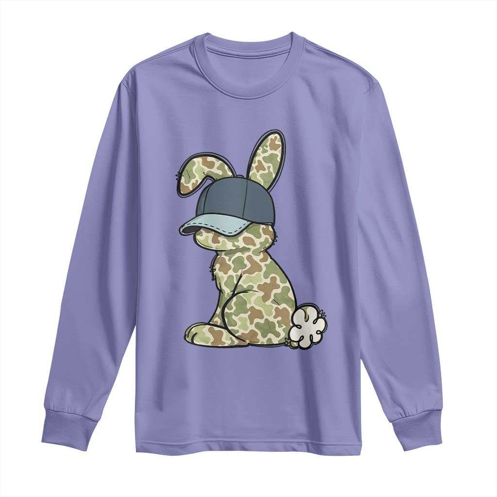 Camouflage Bunny Long Sleeve Shirt Funny Hunter Easter Gift TS12 Violet Print Your Wear
