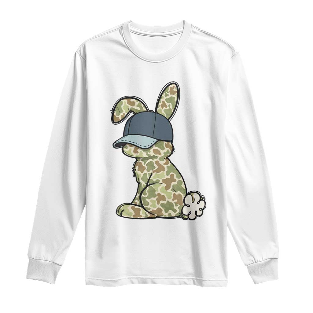 Camouflage Bunny Long Sleeve Shirt Funny Hunter Easter Gift TS12 White Print Your Wear