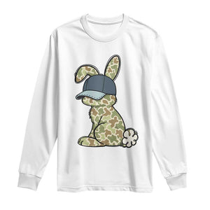 Camouflage Bunny Long Sleeve Shirt Funny Hunter Easter Gift TS12 White Print Your Wear