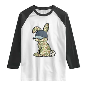 Camouflage Bunny Raglan Shirt Funny Hunter Easter Gift TS12 White Black Print Your Wear