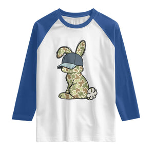 Camouflage Bunny Raglan Shirt Funny Hunter Easter Gift TS12 White Royal Print Your Wear