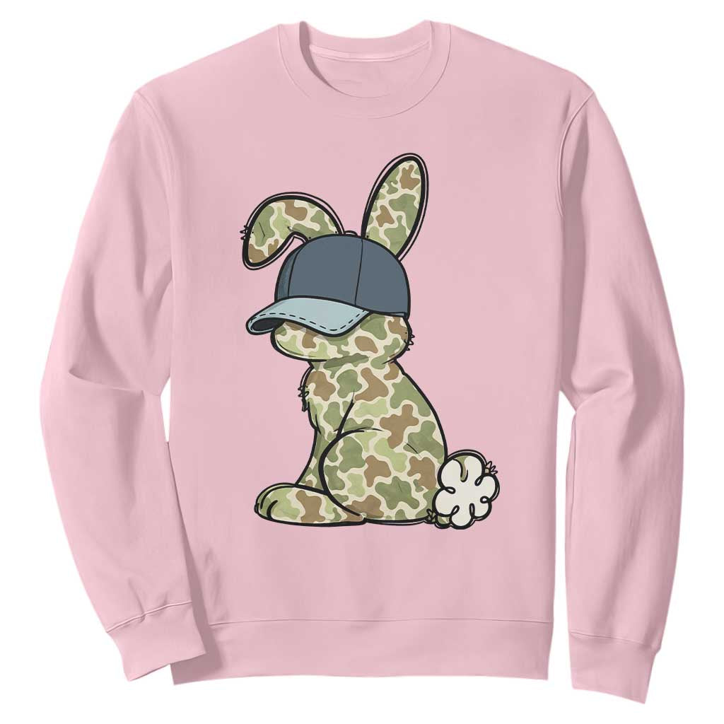 Camouflage Bunny Sweatshirt Funny Hunter Easter Gift TS12 Light Pink Print Your Wear