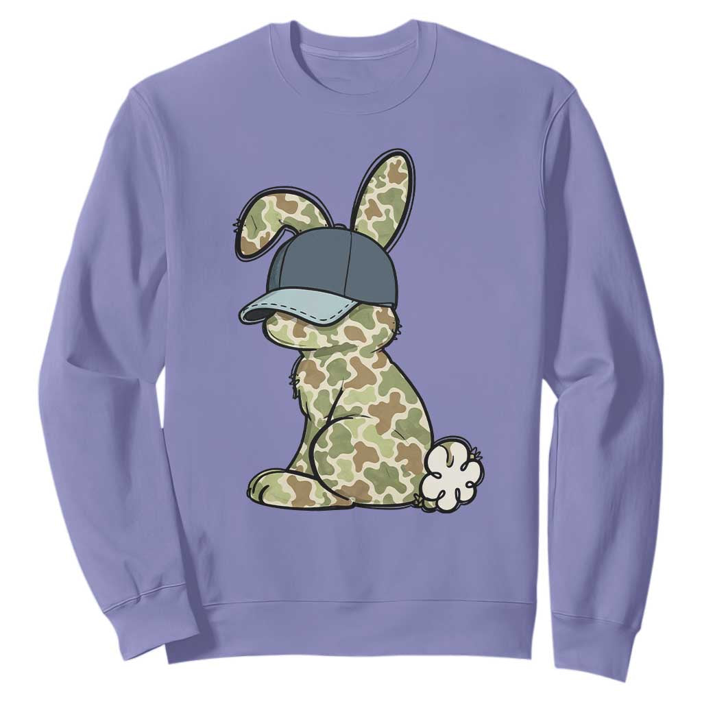 Camouflage Bunny Sweatshirt Funny Hunter Easter Gift TS12 Violet Print Your Wear
