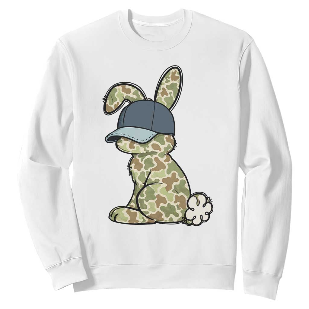 Camouflage Bunny Sweatshirt Funny Hunter Easter Gift TS12 White Print Your Wear