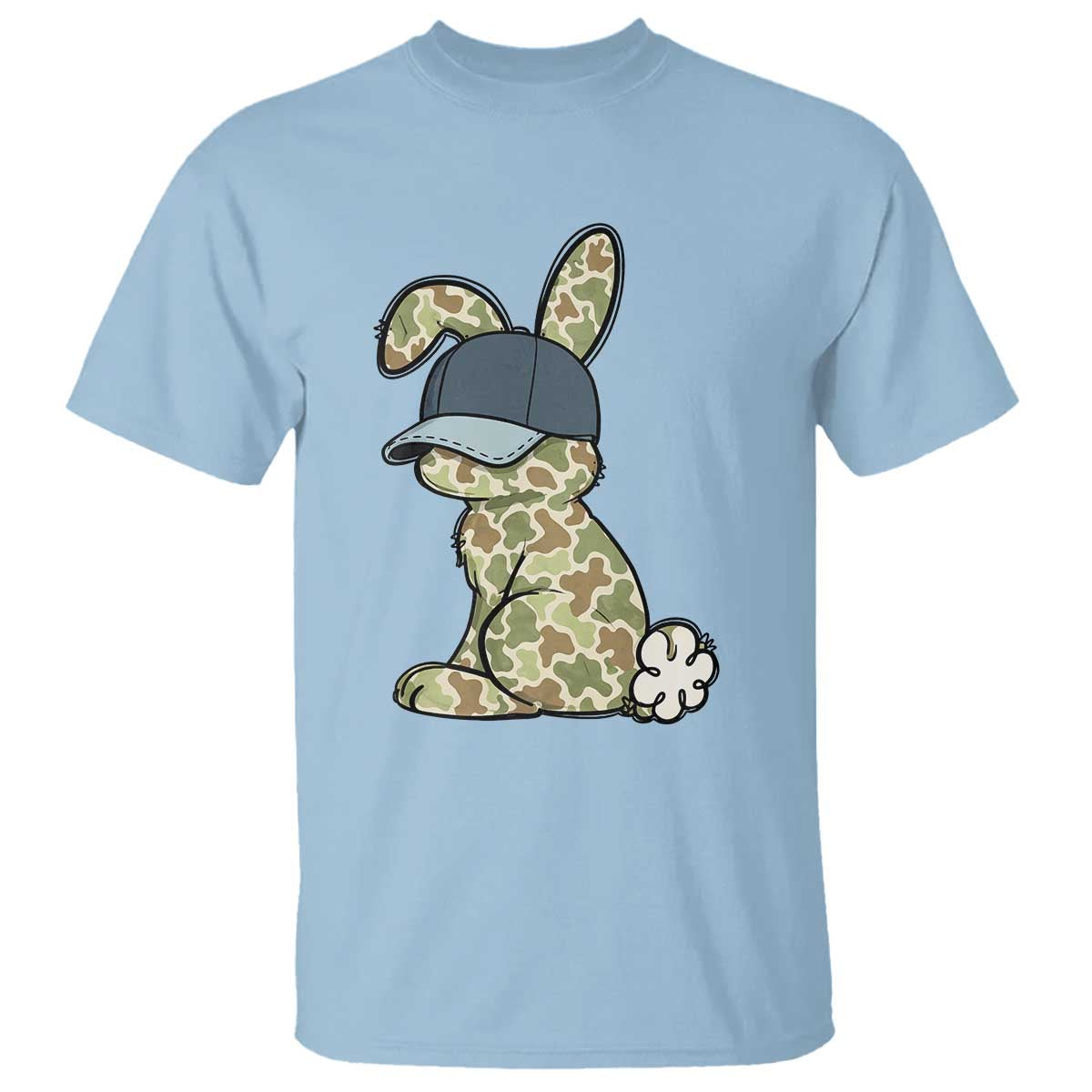 Camouflage Bunny T Shirt Funny Hunter Easter Gift TS12 Light Blue Print Your Wear