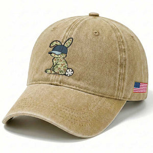 Camouflage Bunny Washed Cotton Baseball Cap Funny Hunter Easter Gift TS12 Print Your Wear