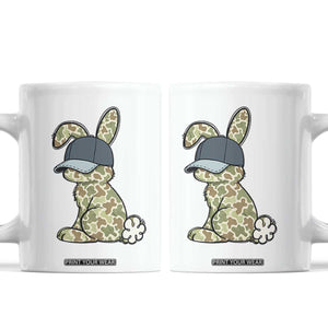 Camouflage Bunny Coffee Mug Funny Hunter Easter Gift TS12 White Print Your Wear