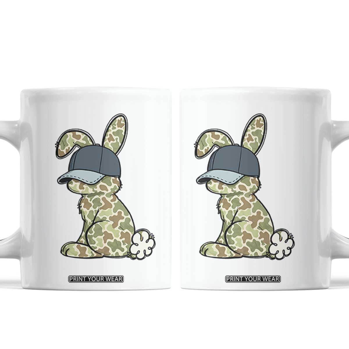 Camouflage Bunny Coffee Mug Funny Hunter Easter Gift TS12 White Print Your Wear
