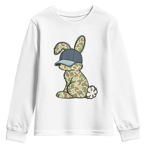 Camouflage Bunny Youth Sweatshirt Funny Hunter Easter Gift TS12 White Print Your Wear