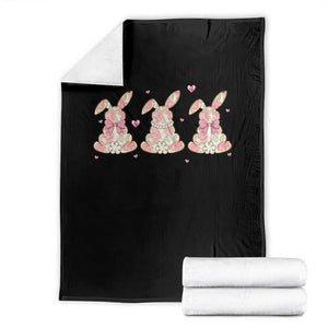 Floral Bunny Easter Throw Blanket Shabby Chic Rose Pattern TS12 Black Print Your Wear