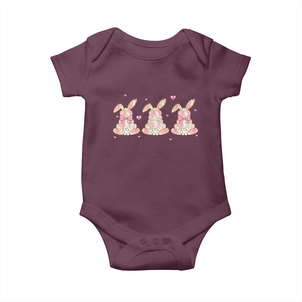 Floral Bunny Easter Baby Onesie Shabby Chic Rose Pattern TS12 Maroon Print Your Wear