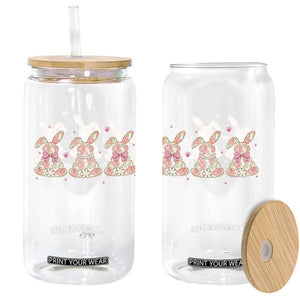 Floral Bunny Easter Glass Can Shabby Chic Rose Pattern TS12 Print Your Wear