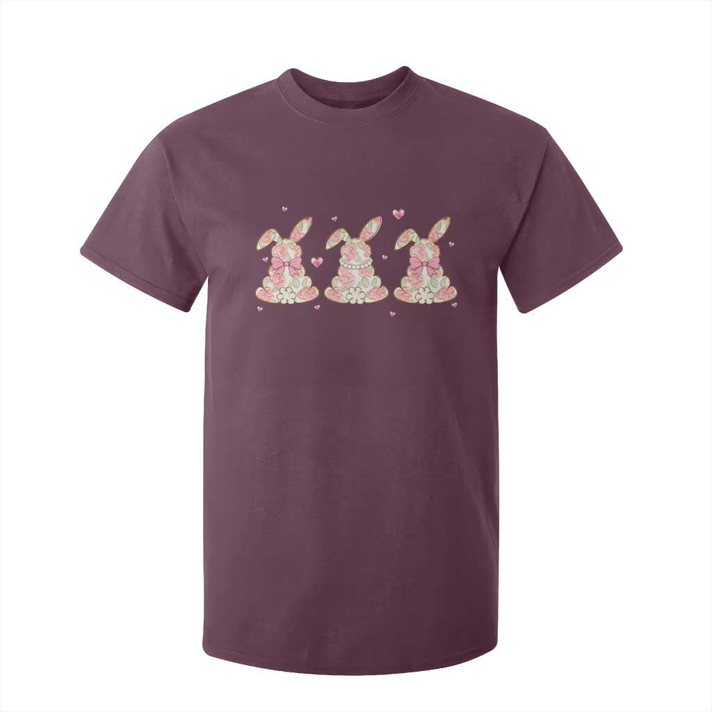 Floral Bunny Easter T Shirt For Kid Shabby Chic Rose Pattern TS12 Maroon Print Your Wear