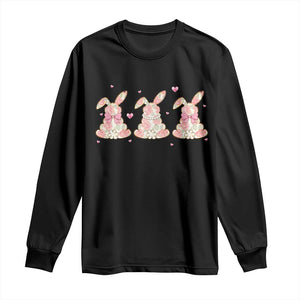 Floral Bunny Easter Long Sleeve Shirt Shabby Chic Rose Pattern TS12 Black Print Your Wear