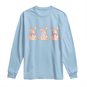Floral Bunny Easter Long Sleeve Shirt Shabby Chic Rose Pattern TS12 Light Blue Print Your Wear