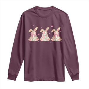 Floral Bunny Easter Long Sleeve Shirt Shabby Chic Rose Pattern TS12 Maroon Print Your Wear