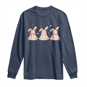 Floral Bunny Easter Long Sleeve Shirt Shabby Chic Rose Pattern TS12 Navy Print Your Wear